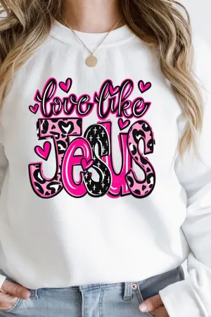 Pink Love Like Jesus Heavy-weight Crew Sweatshirt