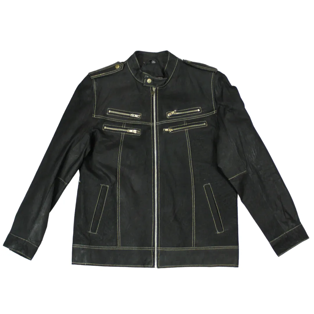 POINT Leather Black Biker  Jacket