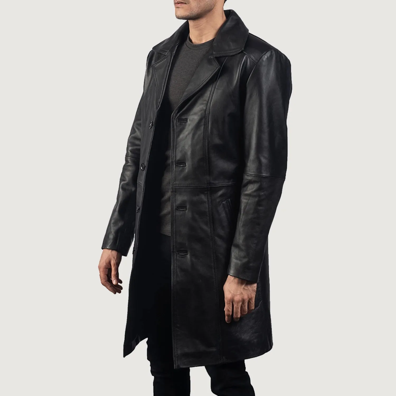 Point Leather Jacket Black Coat