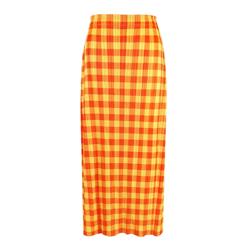 Pre Order:  Pleated Orange Plaid 3-Piece Set