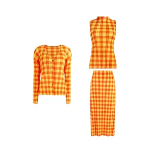 Pre Order:  Pleated Orange Plaid 3-Piece Set