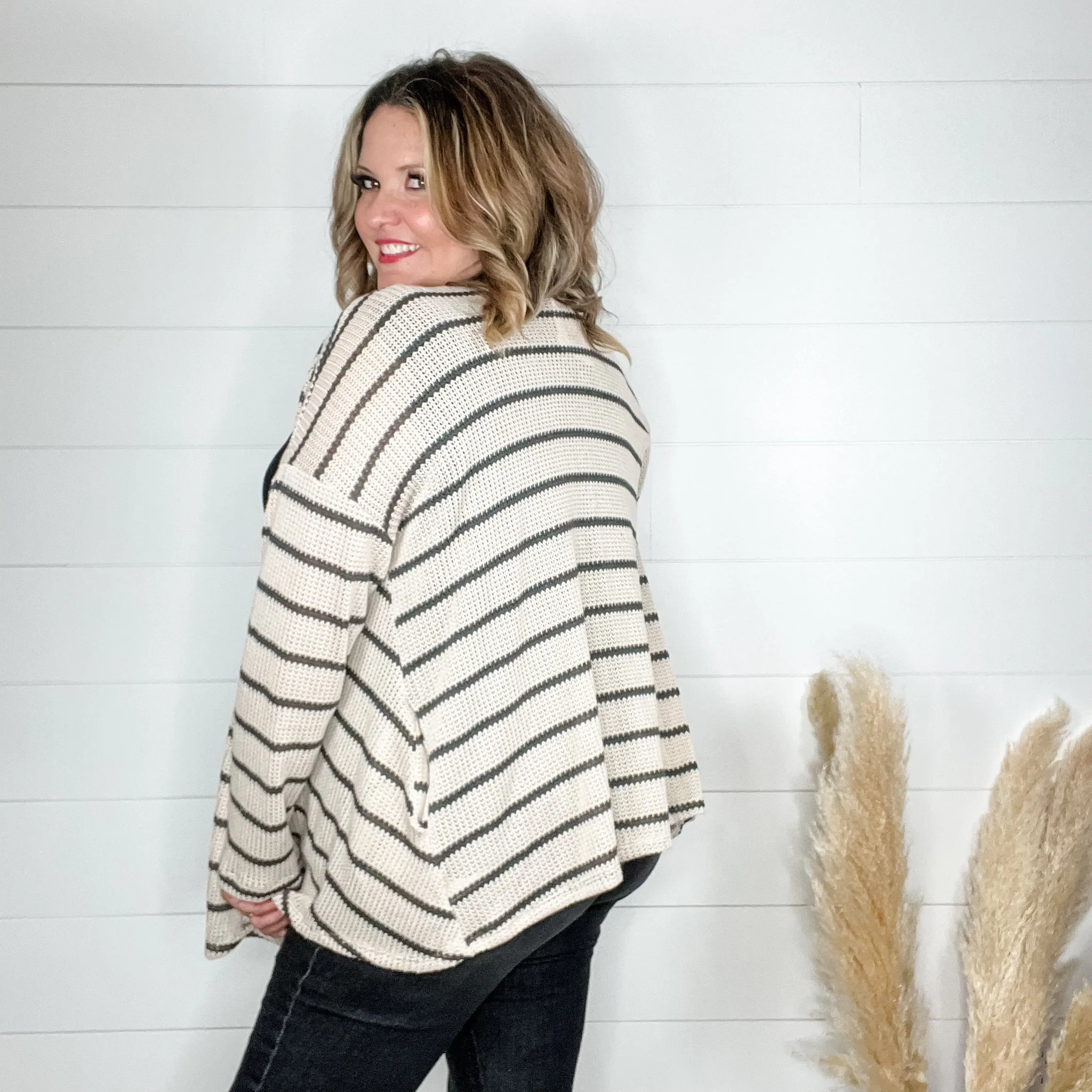 "Talk To Me" Striped Cardigan with Pockets