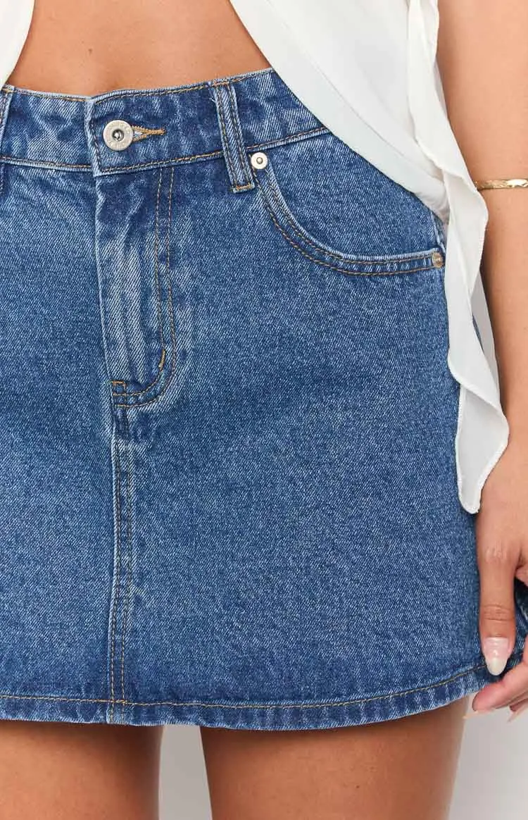 Raquelle Mid Wash Denim Mini Skirt