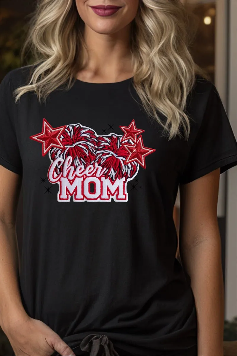 Red Cheer Mom Short Sleeve Relaxed Fit T-Shirt