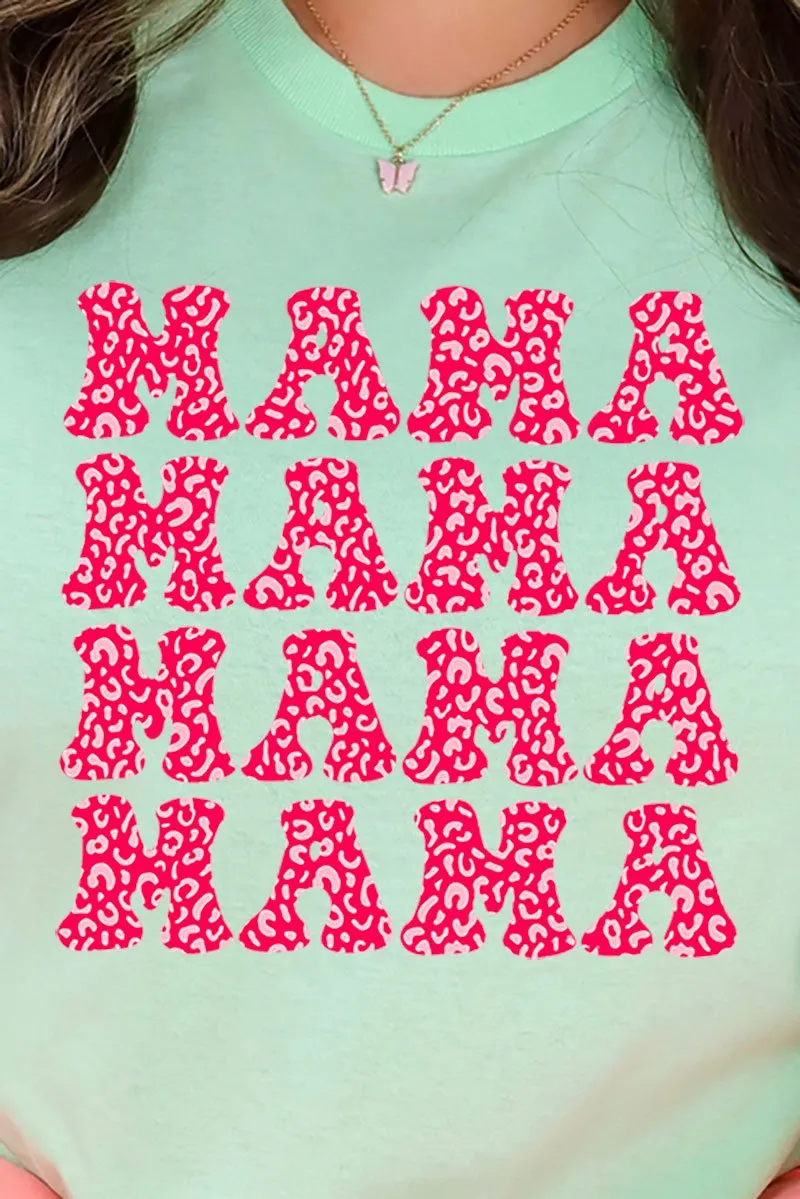 Stacked Cheetah Mama Short Sleeve Relaxed Fit T-Shirt