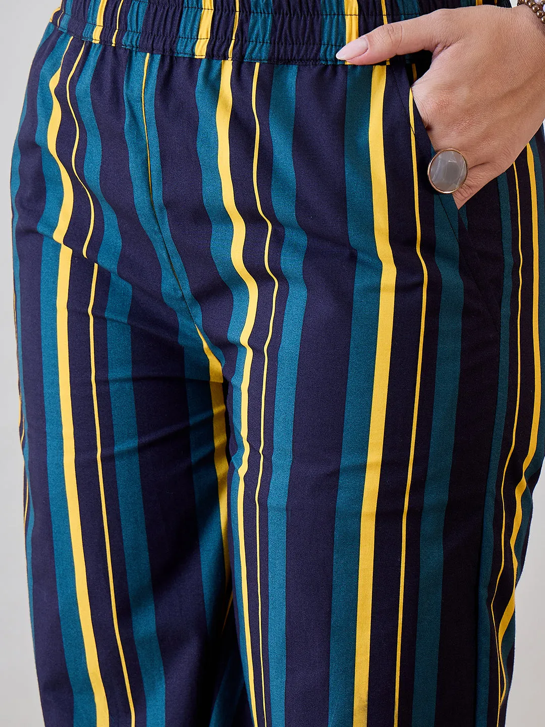 Striped Multicoloured Viscose Pants