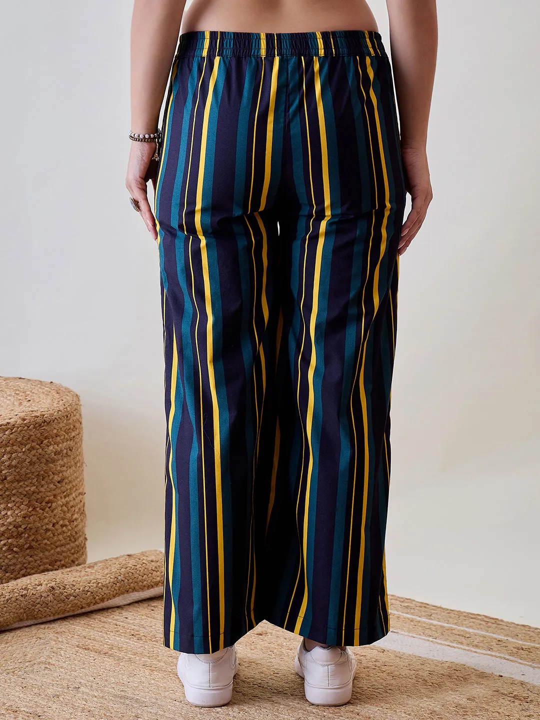 Striped Multicoloured Viscose Pants