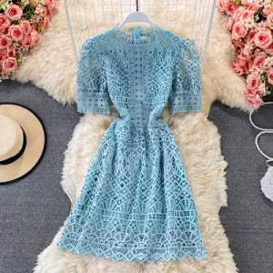 Summer Sweet Hollow Lace A-line Dress 1761