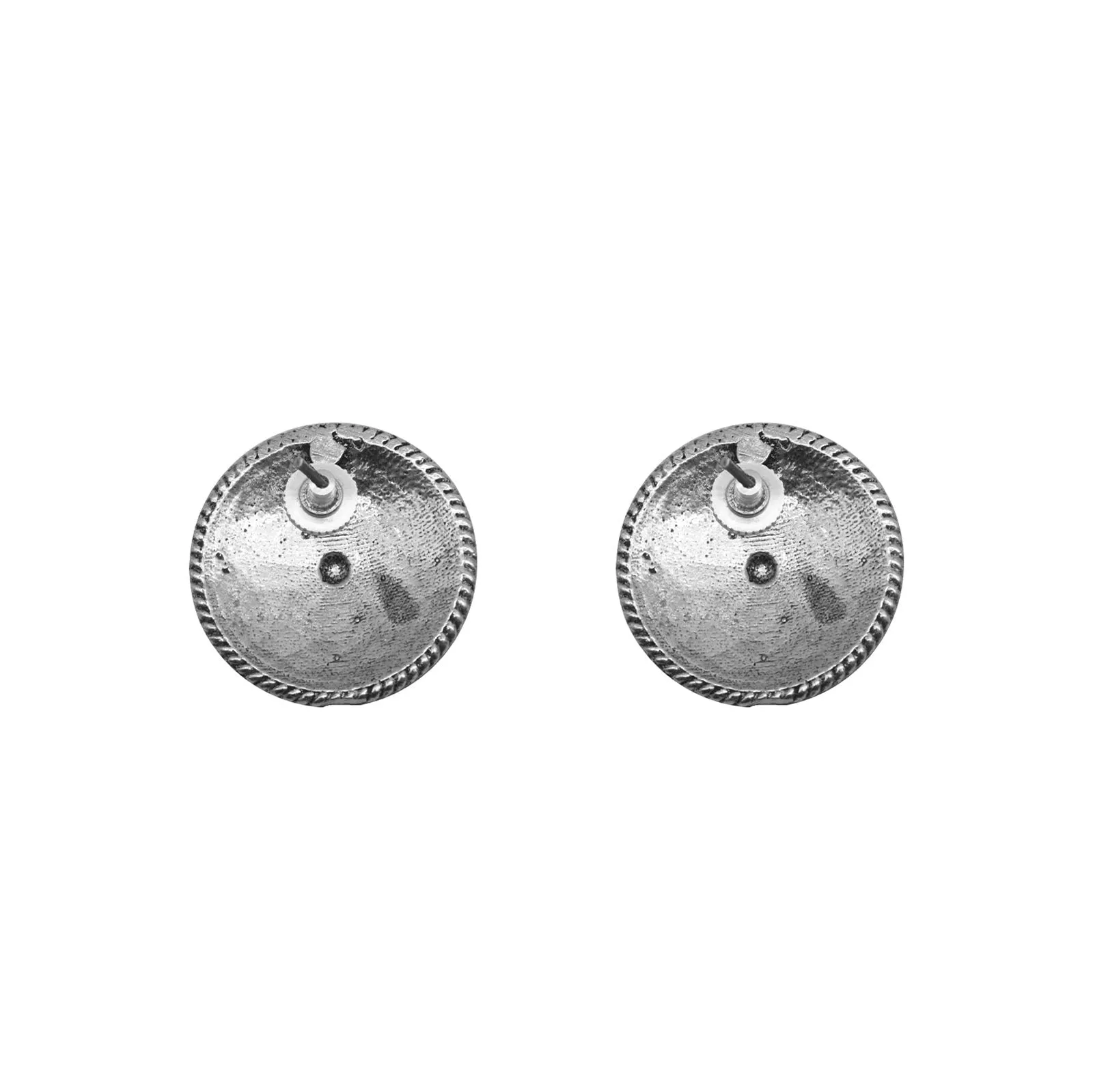 Teejh Mansa Circular Silver Oxidized Studs Earrings For Women