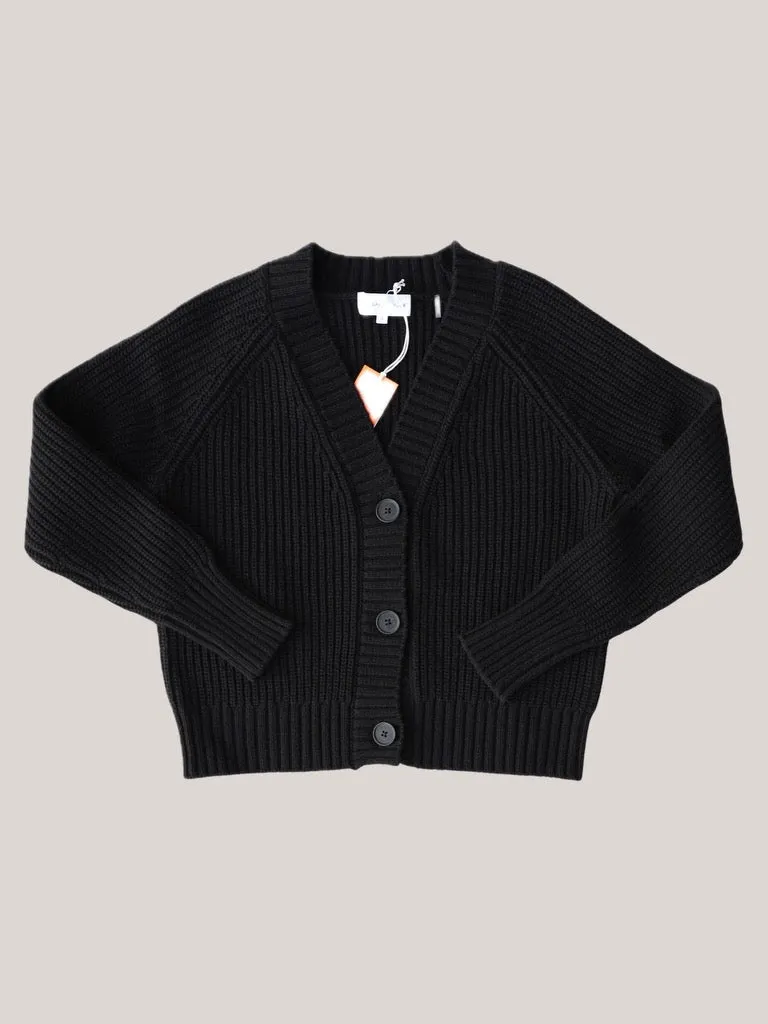 Tenlea Hunter - Cotton Tape V-Neck Cardigan in Black