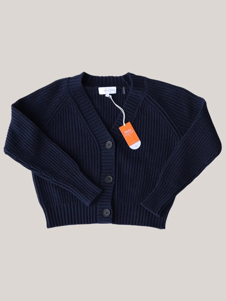 Tenlea Hunter - Cotton Tape V-Neck Cardigan in Navy