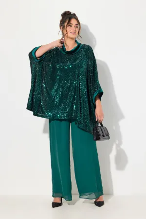 Ulla Popken Chiffon Trousers in Green