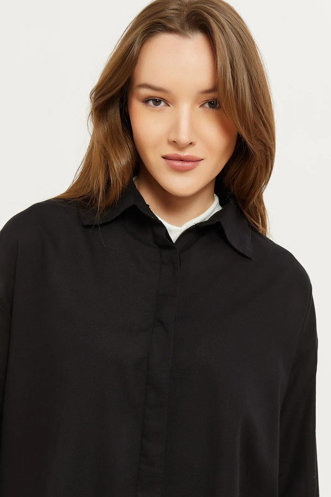 Women Black Collared Shirt