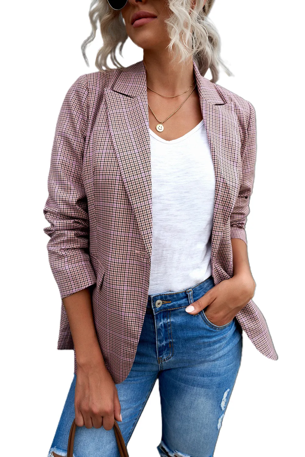 Women's Long Sleeve Casual Blazer Button Open Front Jacket Suit