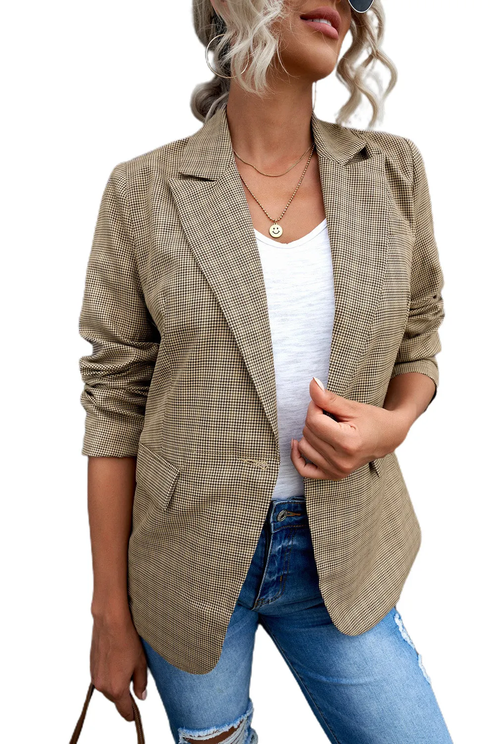 Women's Long Sleeve Casual Blazer Button Open Front Jacket Suit