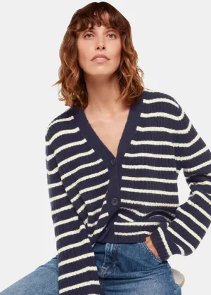 Wool Mix Stripe Cardigan Navy/Multi