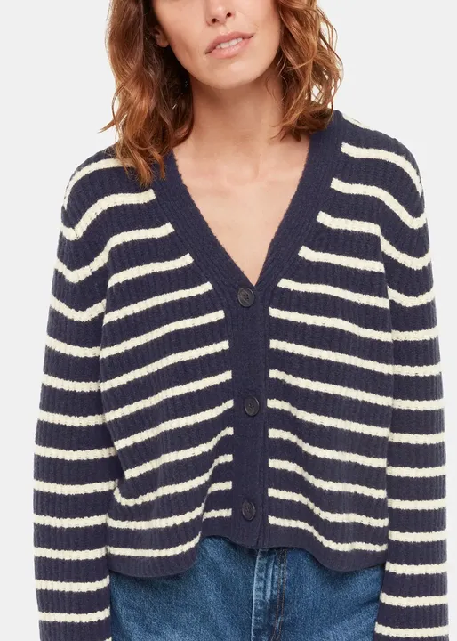 Wool Mix Stripe Cardigan Navy/Multi